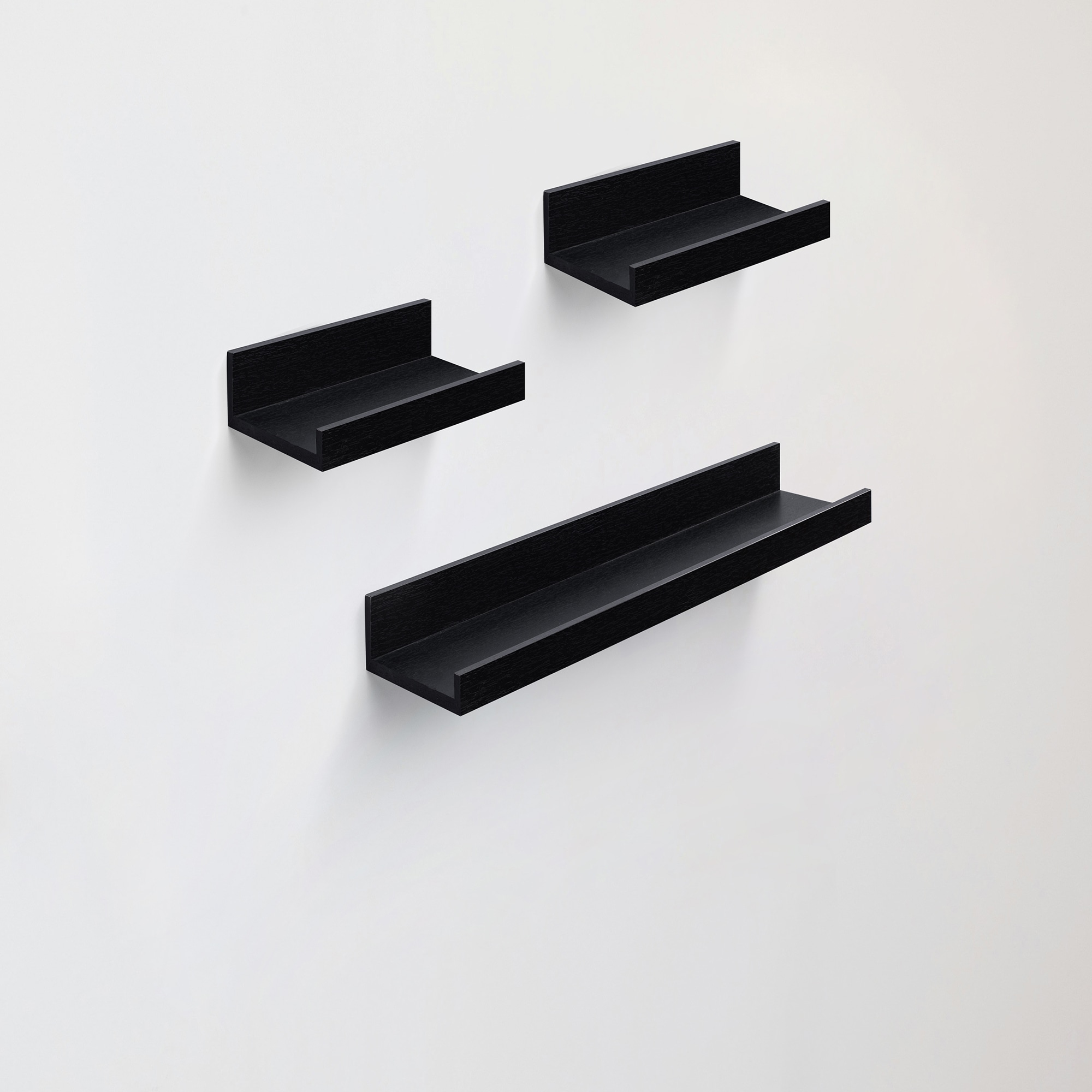 Floating Shelves 23.62" Wall Mounted Wood Shelves For Bathroom, Bedroom, Living Room, Kitchen, Hanging Shelf For Books/Storage/Decor With Invisible Brackets, Black_voghion.com